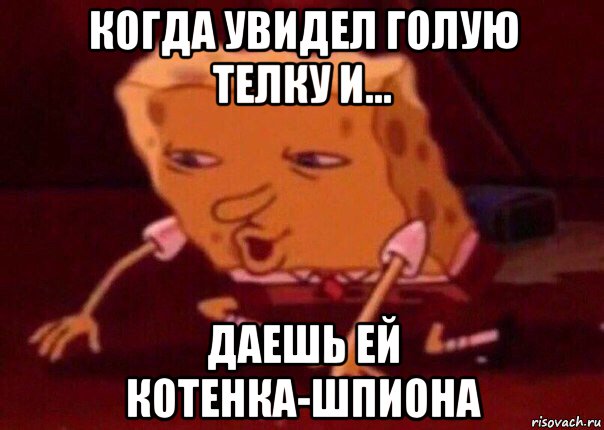 когда увидел голую телку и... даешь ей котенка-шпиона, Мем    Bettingmemes