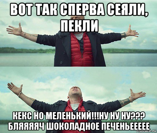 вот так сперва сеяли, пекли кекс но меленький!!!ну ну ну??? бляяяяч шоколадное печеньеееее, Мем Безлимитище