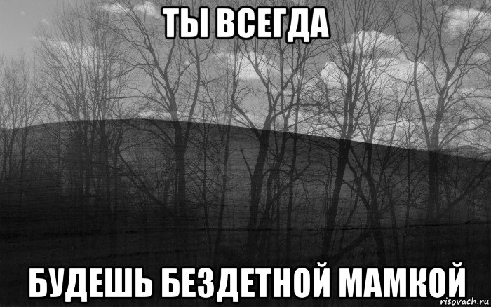 ты всегда будешь бездетной мамкой, Мем безысходность лес