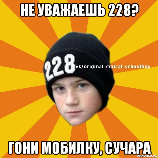 не уважаешь 228? гони мобилку, сучара