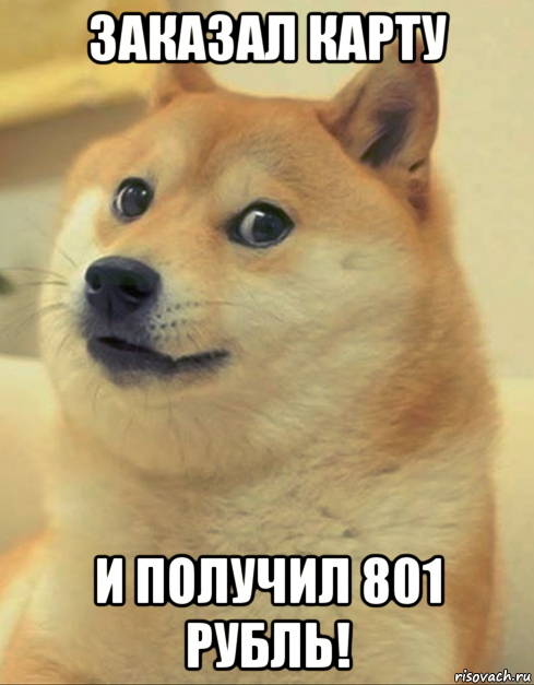 заказал карту и получил 801 рубль!, Мем doge woof