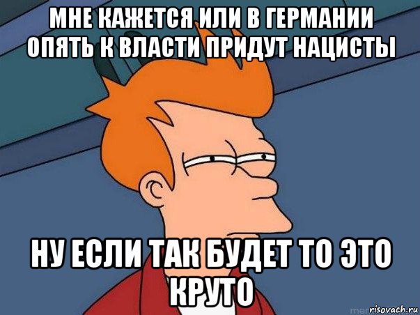 мне кажется или в германии опять к власти придут нацисты ну если так будет то это круто, Мем  Фрай (мне кажется или)