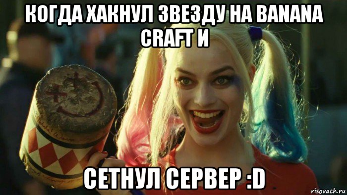 когда хакнул звезду на banana craft и сетнул сервер :d, Мем    Harley quinn