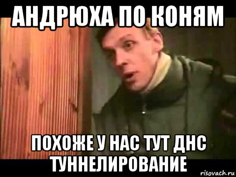 андрюха по коням похоже у нас тут днс туннелирование, Мем Ларин по коням