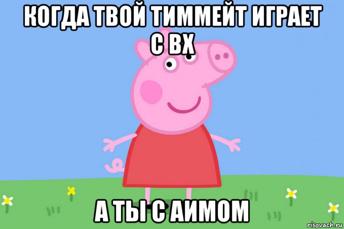 когда твой тиммейт играет с вх а ты с аимом, Мем Пеппа