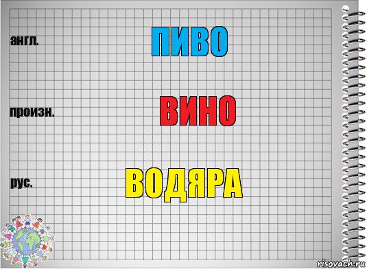 Пиво Вино Водяра, Комикс  Перевод с английского