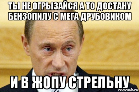 ты не огрызайся а то достану бензопилу с мега друбовиком и в жопу стрельну, Мем путин