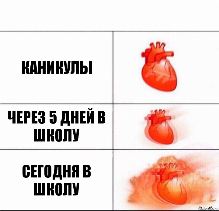 каникулы через 5 дней в школу сегодня в школу, Комикс  Расширяюшее сердце