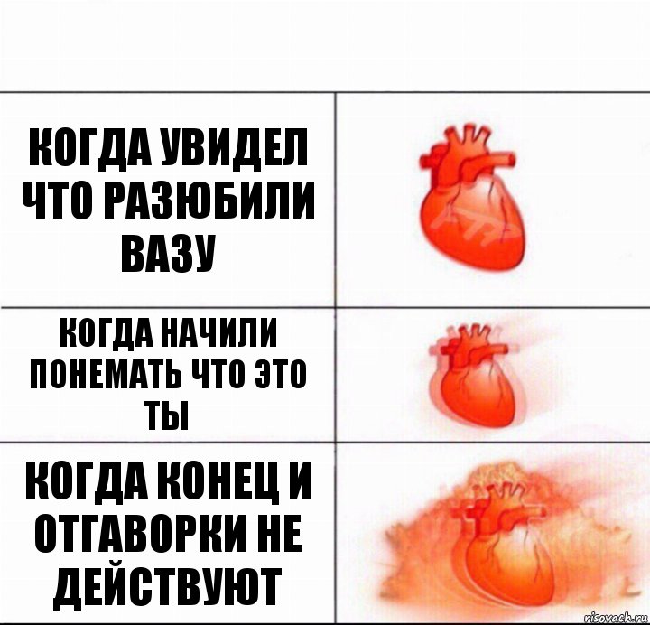 Когда увидел что разюбили вазу Когда начили понемать что это ты Когда конец и отгаворки не действуют, Комикс  Расширяюшее сердце