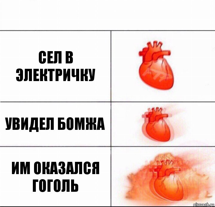 сел в электричку увидел бомжа им оказался гоголь, Комикс  Расширяюшее сердце