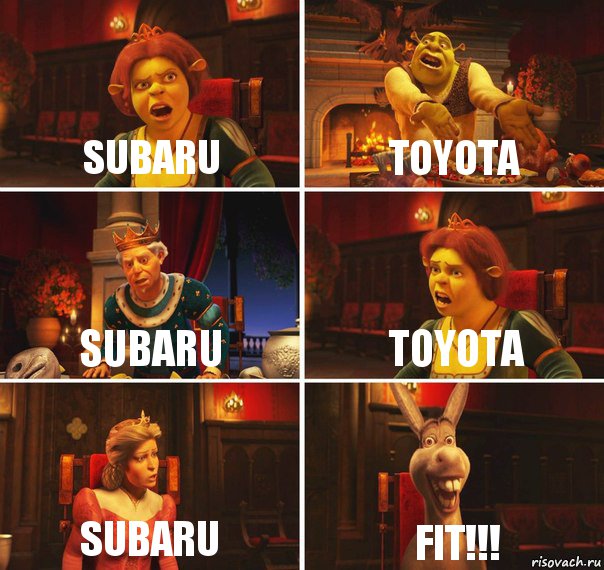 SUBARU TOYOTA SUBARU TOYOTA SUBARU FIT!!!, Комикс  Шрек Фиона Гарольд Осел