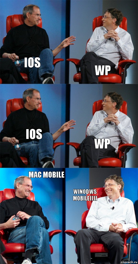 ios wp ios wp mac mobile winodws mobile)))), Комикс Стив Джобс и Билл Гейтс (6 зон)
