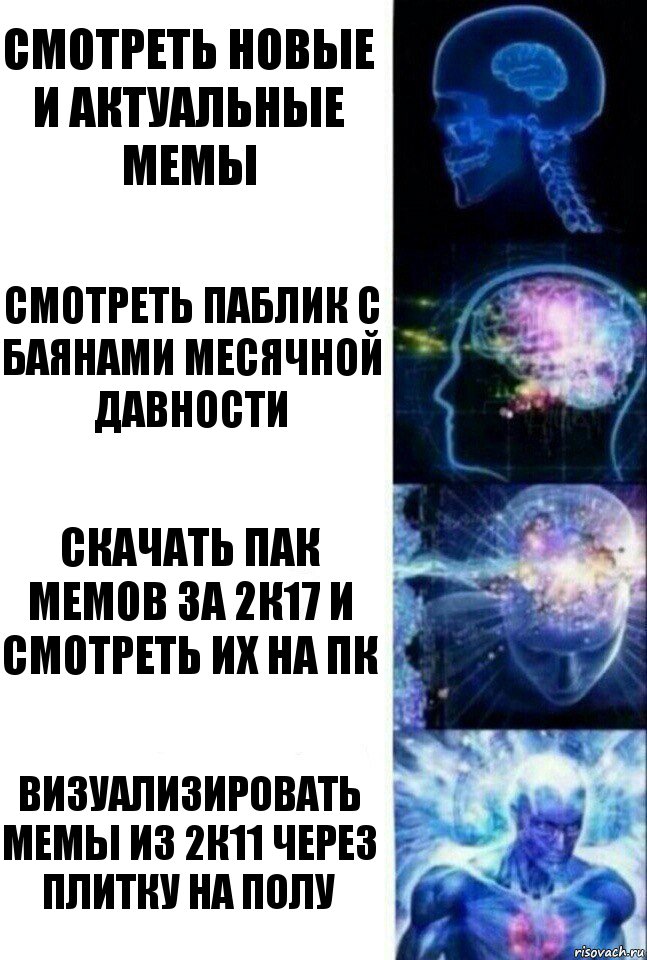 Смотреть новые и актуальные мемы Смотреть паблик с баянами месячной давности Скачать пак мемов за 2к17 и смотреть их на пк Визуализировать мемы из 2к11 через плитку на полу, Комикс  Сверхразум