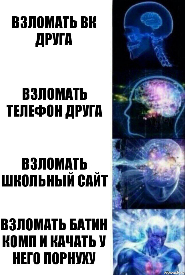 Взломать вк друга Взломать телефон друга Взломать школьный сайт Взломать батин комп и качать у него порнуху, Комикс  Сверхразум