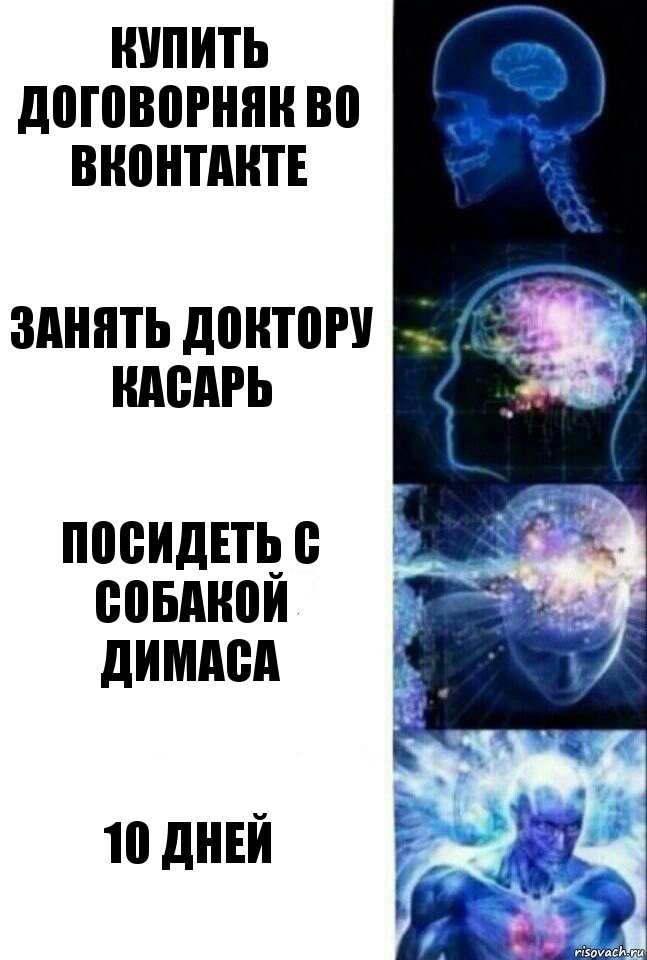 Купить договорняк во вконтакте Занять доктору касарь Посидеть с собакой Димаса 10 дней, Комикс  Сверхразум