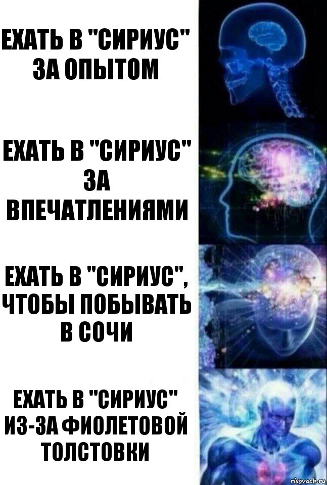 Ехать в "Сириус" за опытом Ехать в "Сириус" за впечатлениями Ехать в "Сириус", чтобы побывать в Сочи Ехать в "Сириус" из-за фиолетовой толстовки, Комикс  Сверхразум