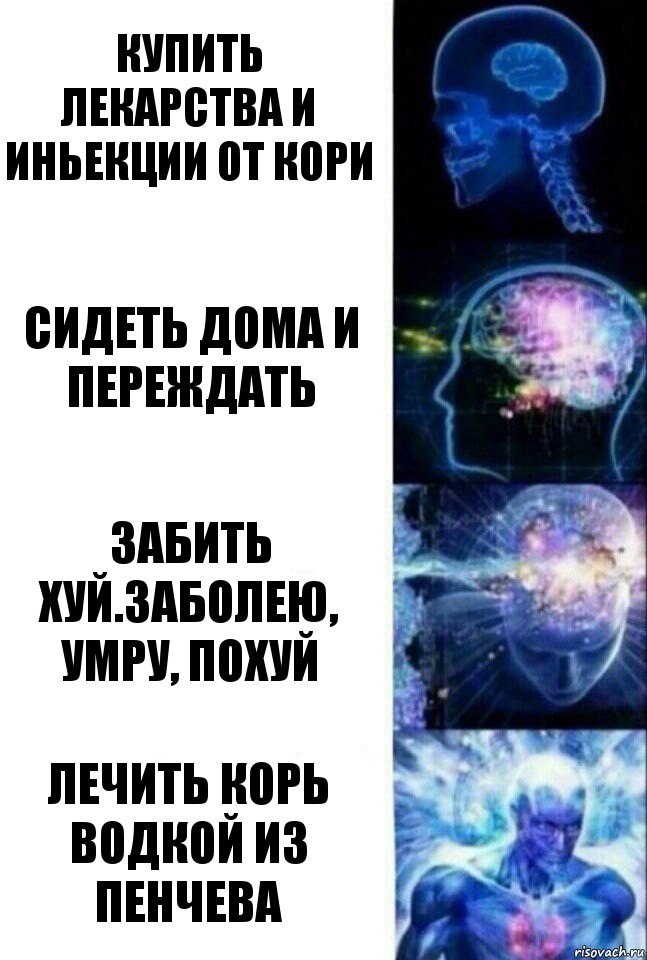 Купить лекарства и иньекции от кори Сидеть дома и переждать Забить хуй.Заболею, умру, похуй Лечить корь водкой из пенчева, Комикс  Сверхразум