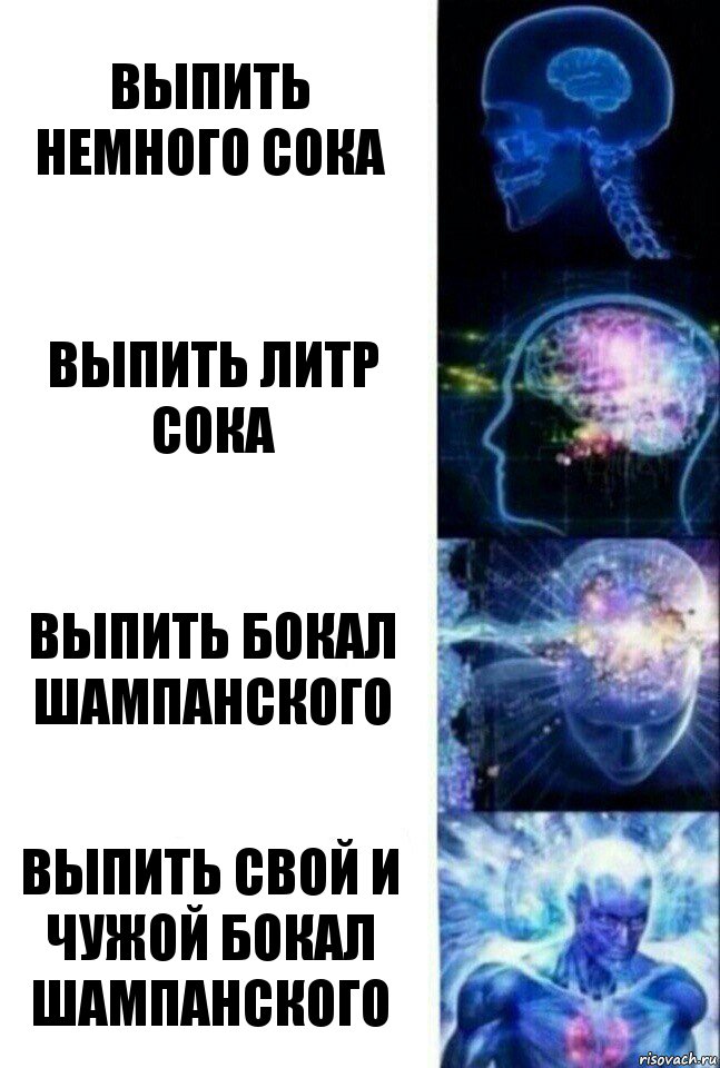 Выпить немного сока Выпить литр сока Выпить бокал шампанского Выпить свой и чужой бокал шампанского, Комикс  Сверхразум