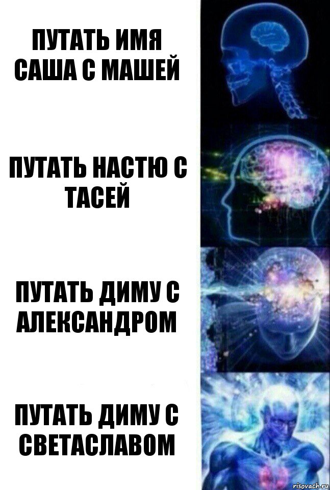 Путать имя Саша с Машей Путать Настю с Тасей Путать Диму с Александром Путать Диму с Светаславом, Комикс  Сверхразум