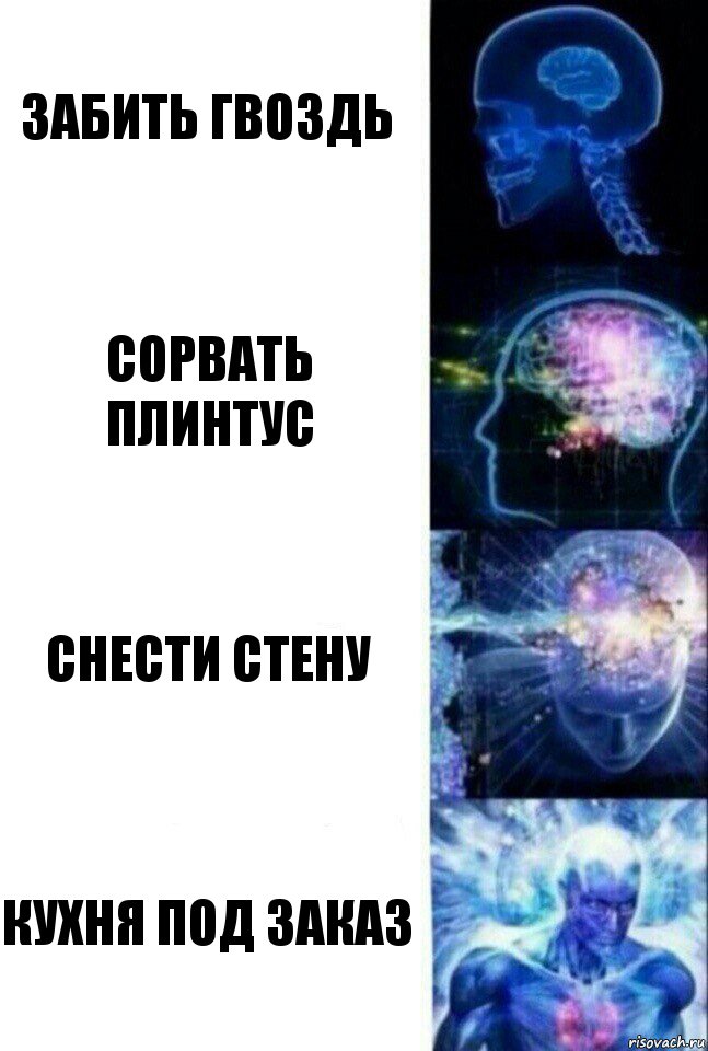 забить гвоздь сорвать плинтус снести стену кухня под заказ, Комикс  Сверхразум