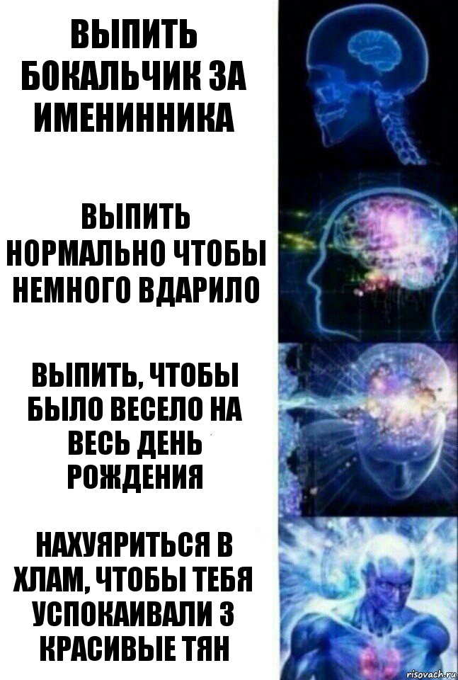 Выпить бокальчик за именинника Выпить нормально чтобы немного вдарило Выпить, чтобы было весело на весь день рождения Нахуяриться в хлам, чтобы тебя успокаивали 3 красивые тян, Комикс  Сверхразум