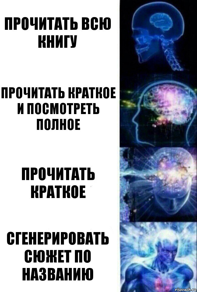 Прочитать всю книгу Прочитать краткое и посмотреть полное Прочитать краткое Сгенерировать сюжет по названию, Комикс  Сверхразум