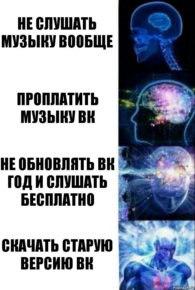 Не слушать музыку вообще Проплатить музыку вк Не обновлять вк год и слушать бесплатно Скачать старую версию вк, Комикс  Сверхразум