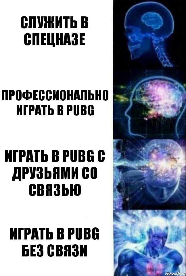 Служить в спецназе Профессионально играть в PUBG Играть в PUBG с друзьями со связью Играть в PUBG без связи, Комикс  Сверхразум