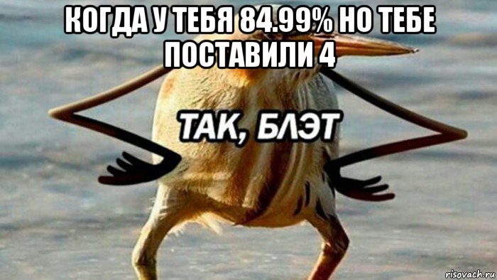 когда у тебя 84.99% но тебе поставили 4 , Мем  Так блэт