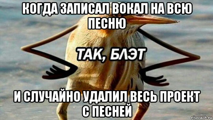 когда записал вокал на всю песню и случайно удалил весь проект с песней, Мем  Так блэт