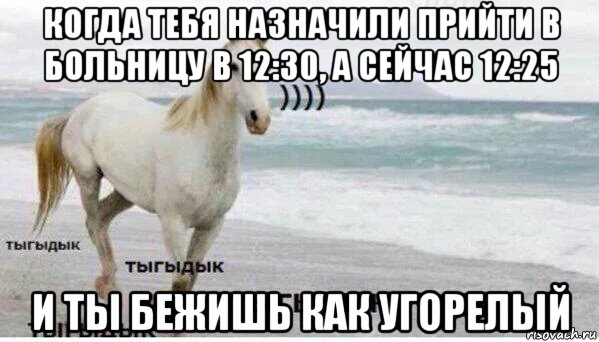 когда тебя назначили прийти в больницу в 12:30, а сейчас 12:25 и ты бежишь как угорелый, Мем   Тыгыдык