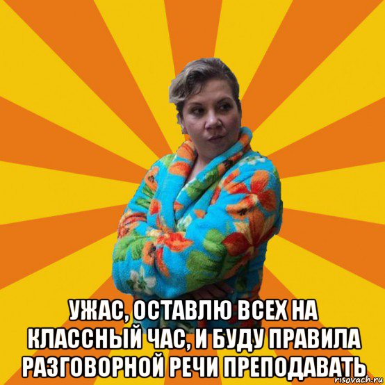  ужас, оставлю всех на классный час, и буду правила разговорной речи преподавать, Мем Типичная мама