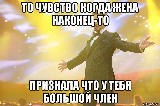 то чувство когда жена наконец-то признала что у тебя большой член, Мем Тони Старк (Роберт Дауни младший)