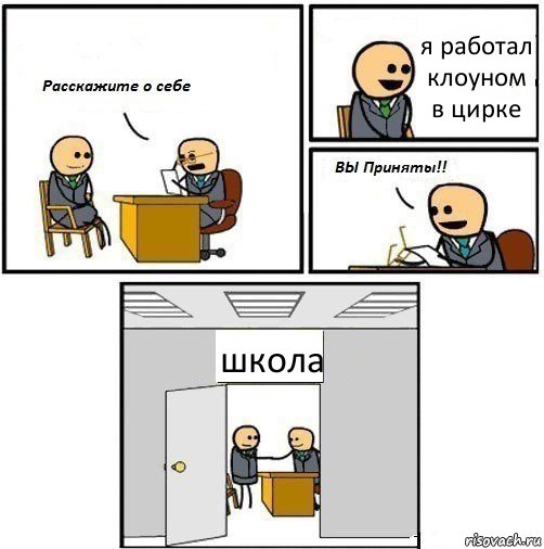 я работал клоуном в цирке школа, Комикс  Вы приняты