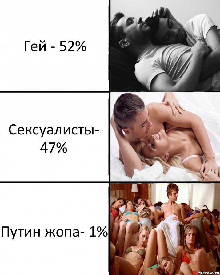 Гей - 52% Сексуалисты- 47% Путин жопа- 1%, Комикс  Выбор