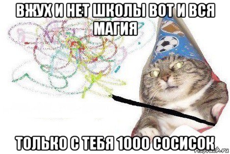 вжух и нет школы вот и вся магия только с тебя 1000 сосисок, Мем Вжух мем