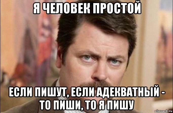 я человек простой если пишут, если адекватный - то пиши, то я пишу, Мем  Я человек простой