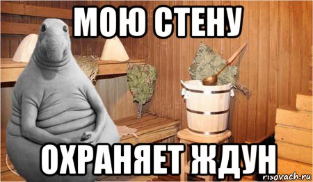 мою стену охраняет ждун, Мем  Ждун в бане