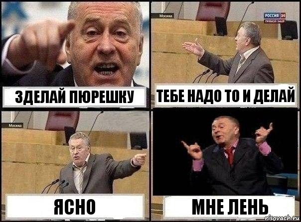 Зделай пюрешку Тебе надо то и делай Ясно Мне лень