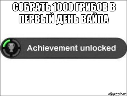 собрать 1000 грибов в первый день вайпа , Мем achievement unlocked