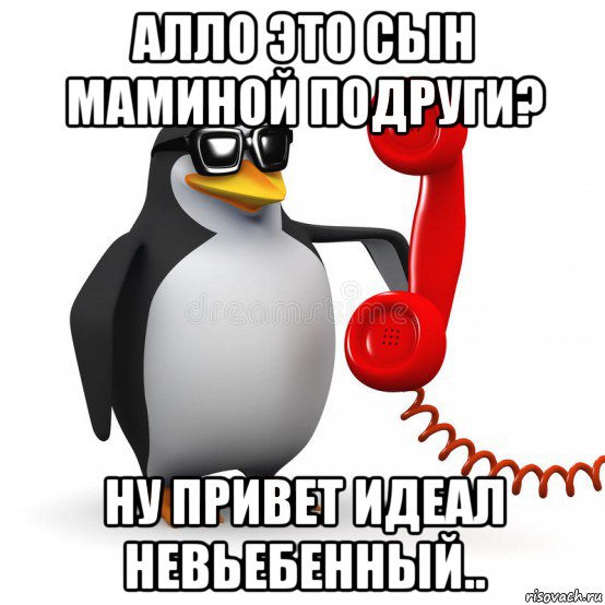 алло это сын маминой подруги? ну привет идеал невьебенный.., Мем  Ало