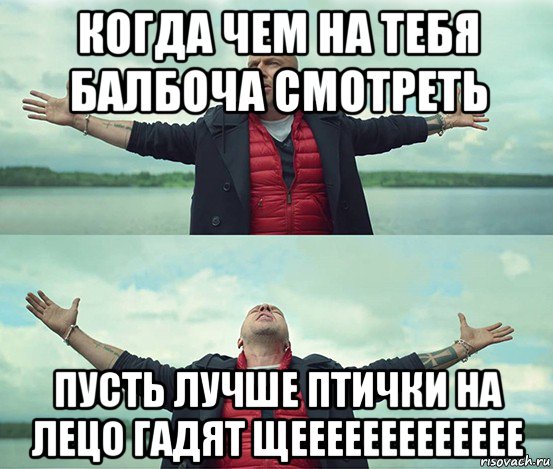 когда чем на тебя балбоча смотреть пусть лучше птички на лецо гадят щеееееееееееее, Мем Безлимитище