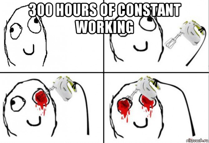 300 hours of constant working 