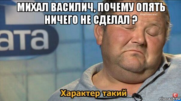 михал василич, почему опять ничего не сделал ? , Мем  Характер такий