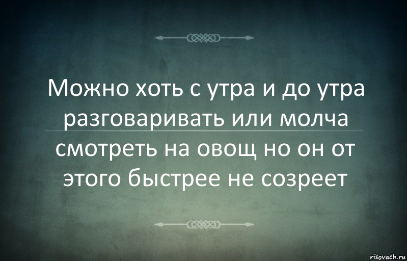 Можно хоть с утра и до утра разговаривать или молча смотреть на овощ но он от этого быстрее не созреет, Комикс Игра слов 3