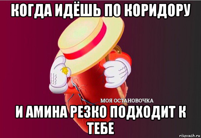 когда идёшь по коридору и амина резко подходит к тебе, Мем   Моя остановочка