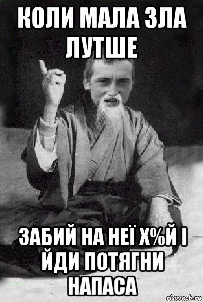 коли мала зла лутше забий на неї х%й і йди потягни напаса, Мем Мудрий паца