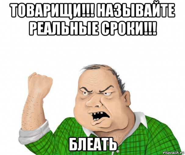 товарищи!!! называйте реальные сроки!!! блеать, Мем мужик