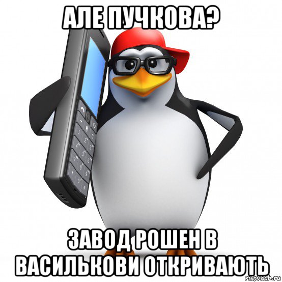 але пучкова? завод рошен в василькови откривають, Мем   Пингвин звонит