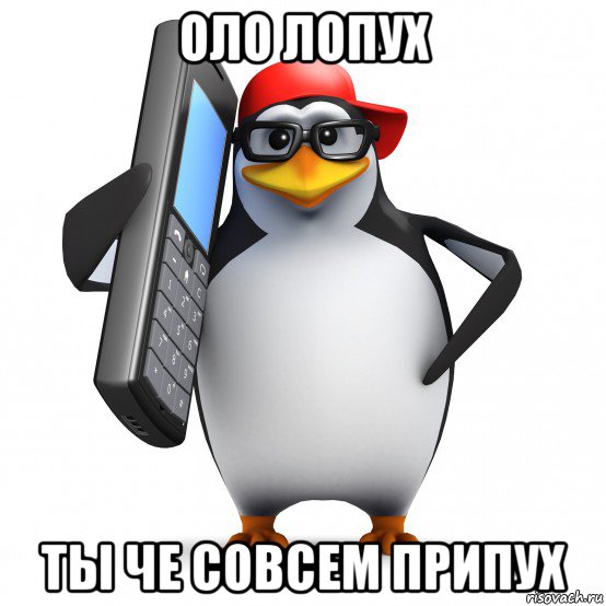 оло лопух ты че совсем припух, Мем   Пингвин звонит